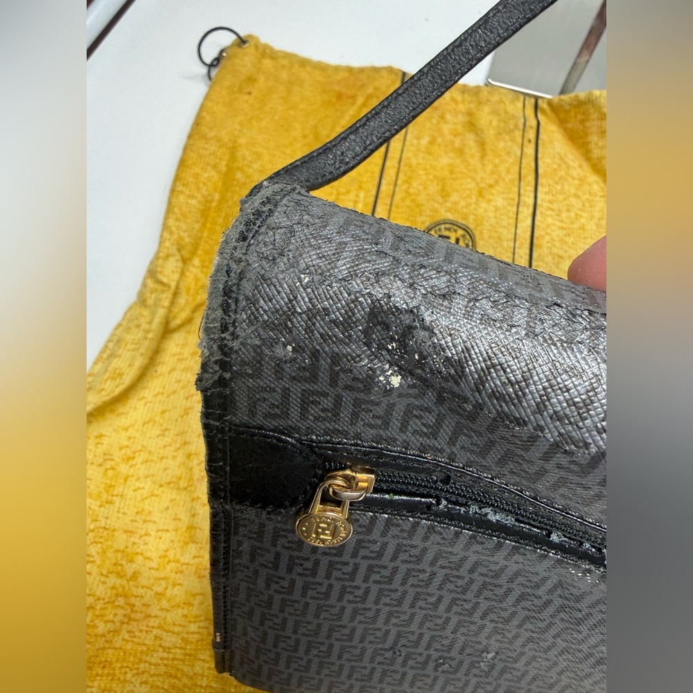 Fendi Vintage Zucca Crossbody Bag Black FF Logo Shoulder Bag Italy READ - Picture 11 of 16